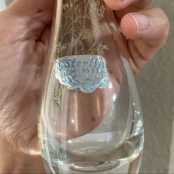 Sterling Silver on Crystal Poppy Floral Bud Vase - Picture 3 of 10